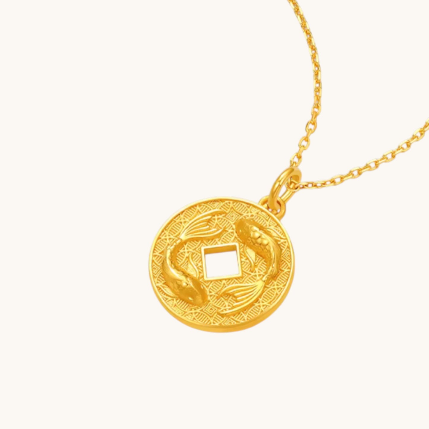 24K 999 5G Gold Lucky Double Koi Fish Pendant