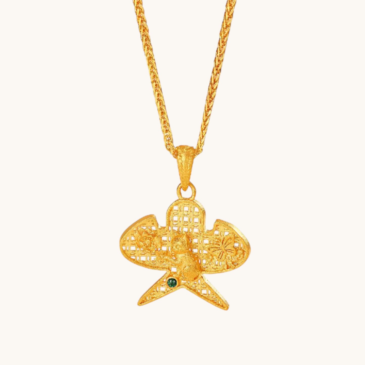24k Gold Kite Kitty Cat Pendant