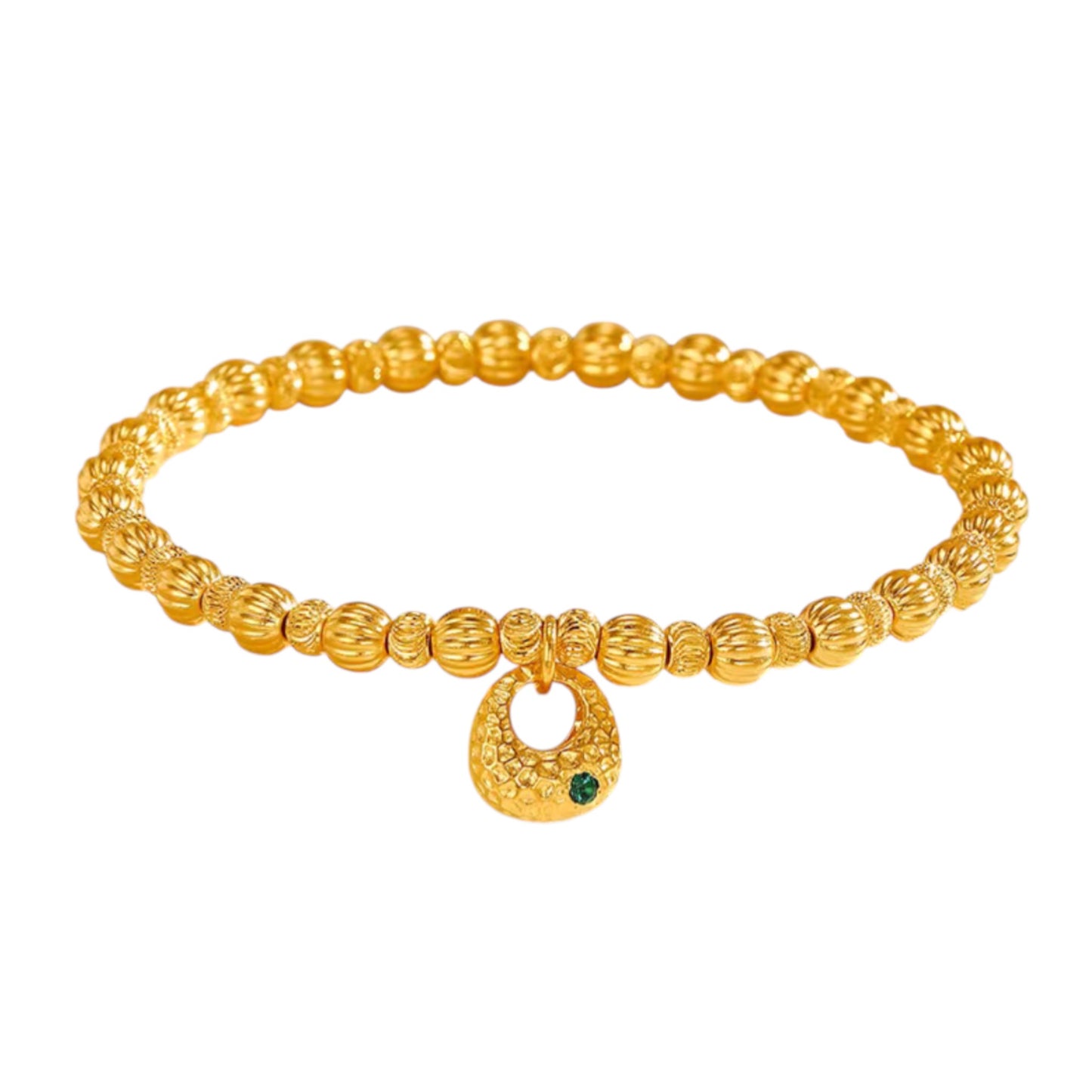 24k Real Gold Cat's Eye Beads Bracelet
