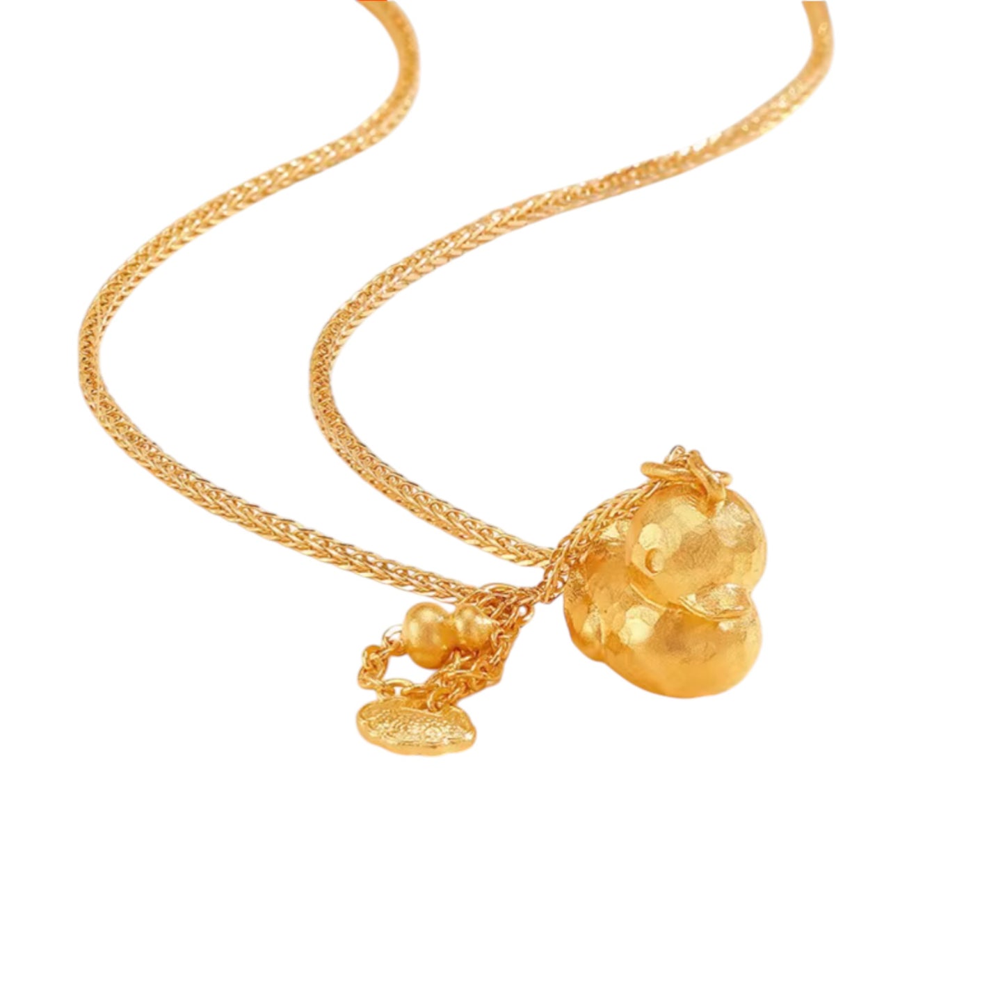 24k Gold Cute Duck Lucky Gourd Ruyi Pendant