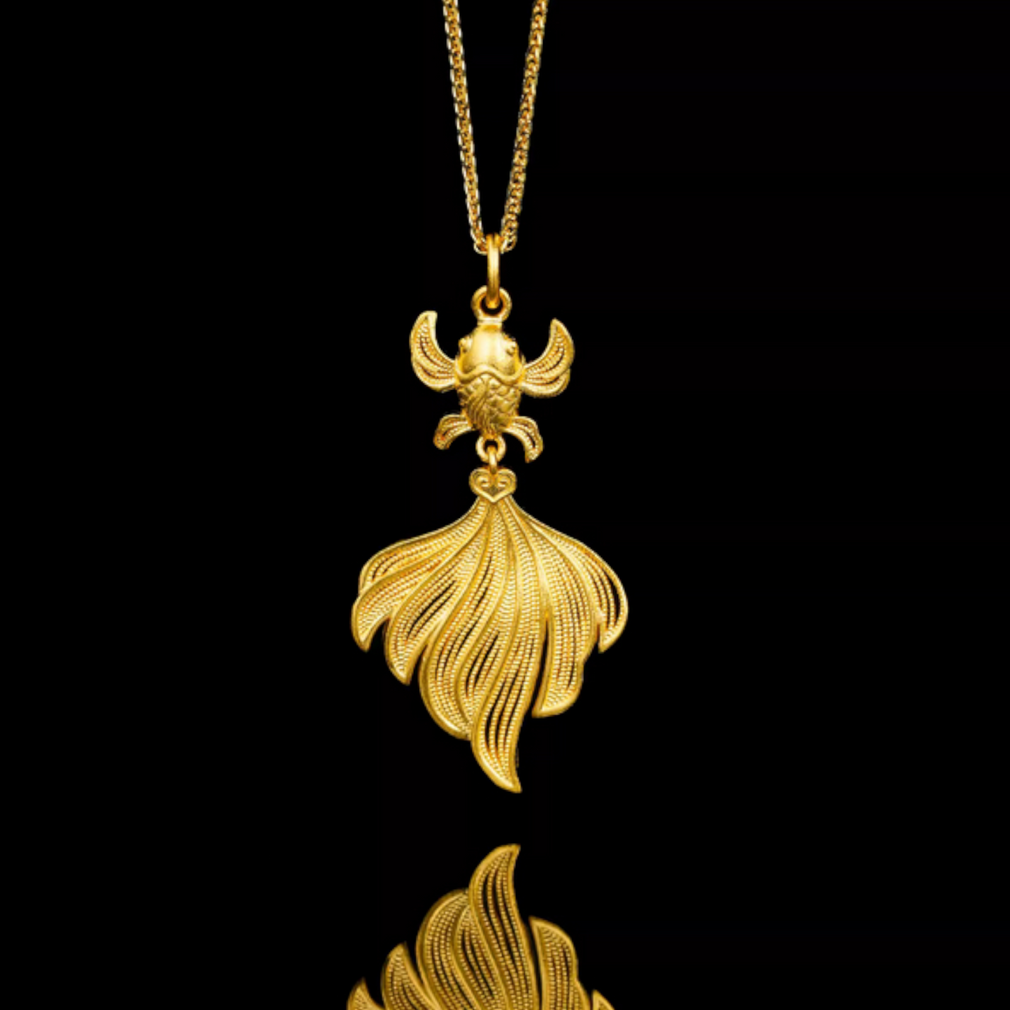 24k Gold Goldfish Fish Pendant and Earrings