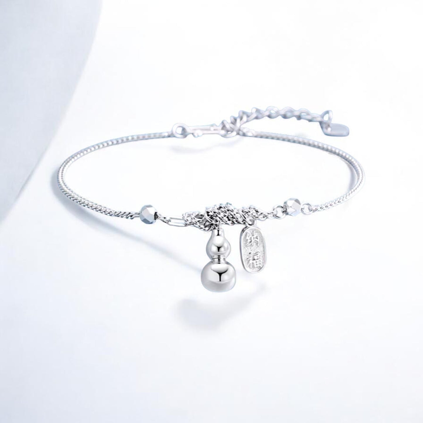 Pt950 Platinum Lucky Gourd Charm Bring Wealth Bracelet