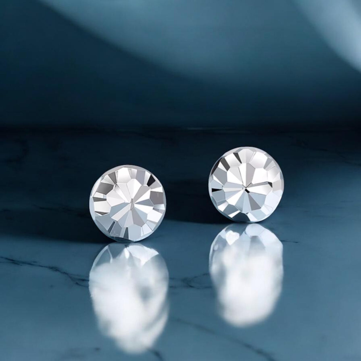 Pt950 Minimal Square Round Stud Earrings