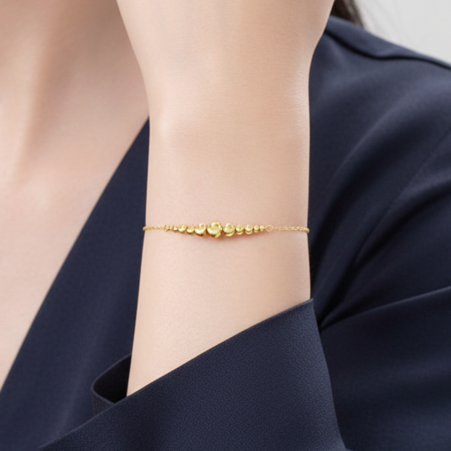18K Real Gold Cat Eye Beads Bracelet