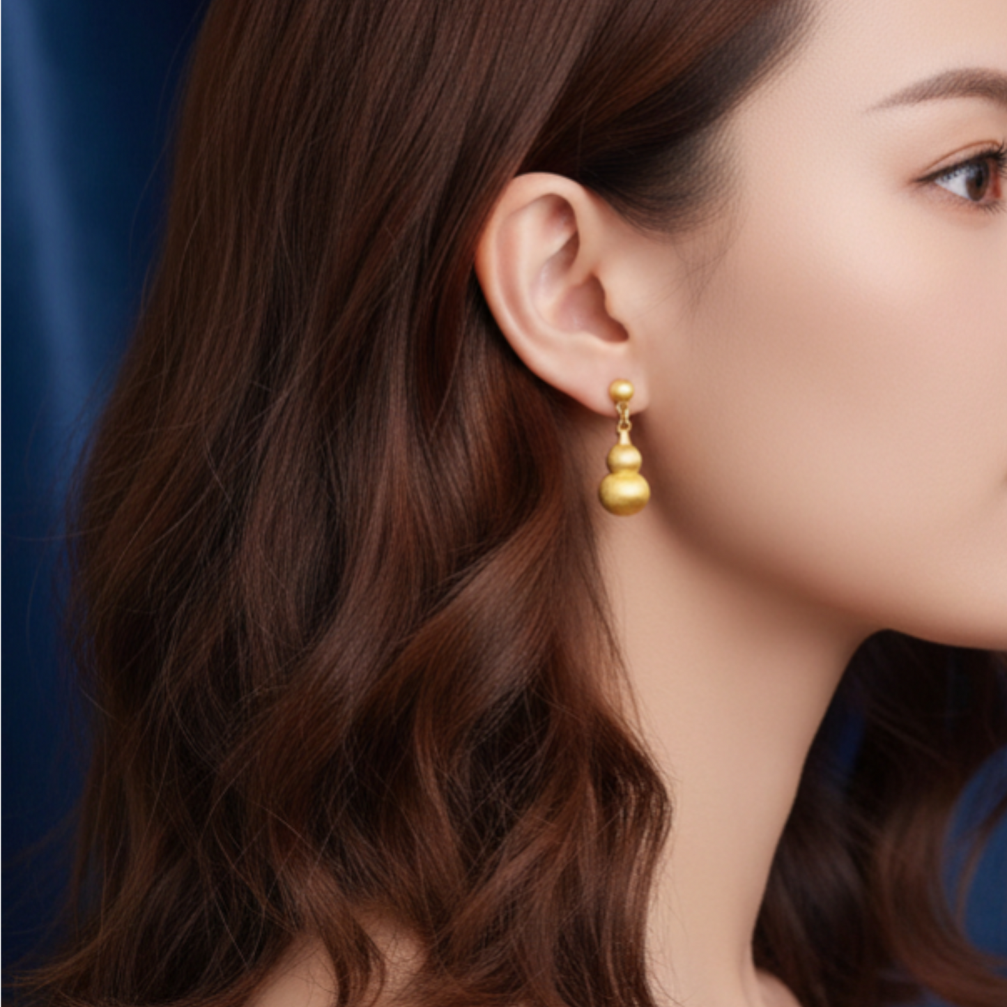 24K 999 Gold Lucky Gourd Stud Earrings