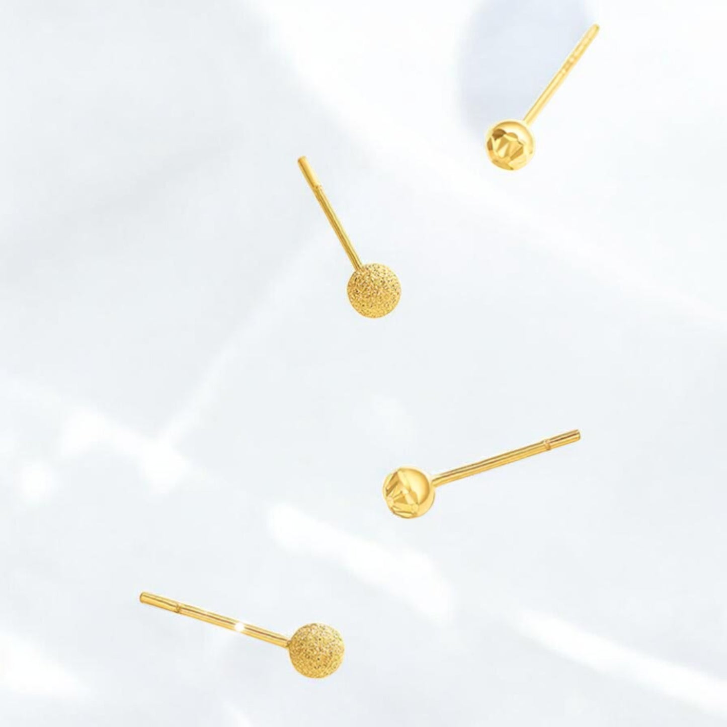 18K Gold Bead Minimal Stud Earrings