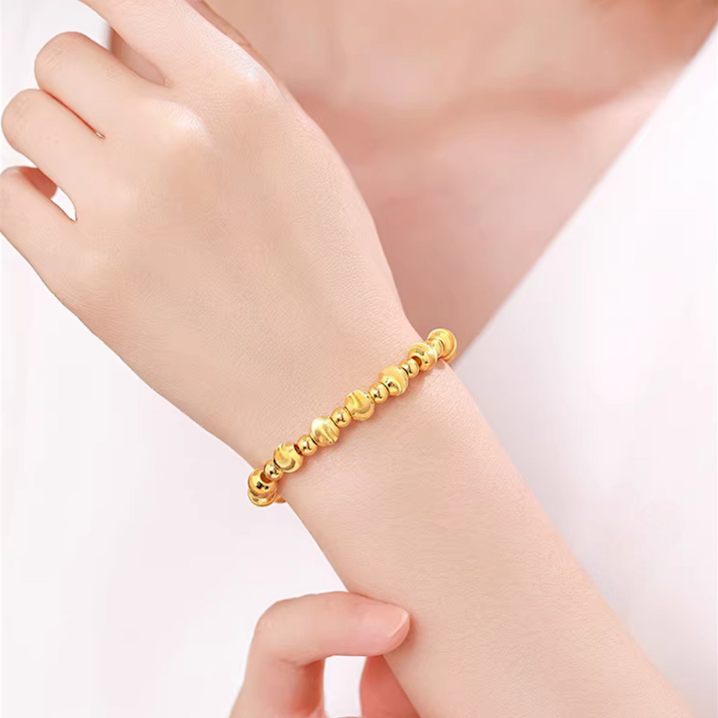 24k 999 Gold Lucky Cat Eye Beads Bracelet