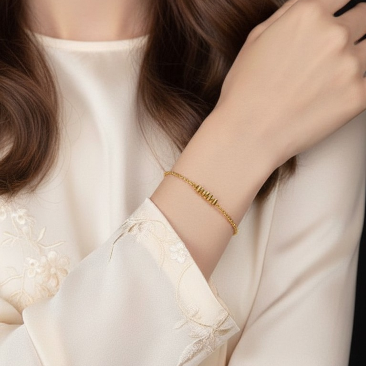24K 999 Gold Minimal Minimalist Beads Bracelet