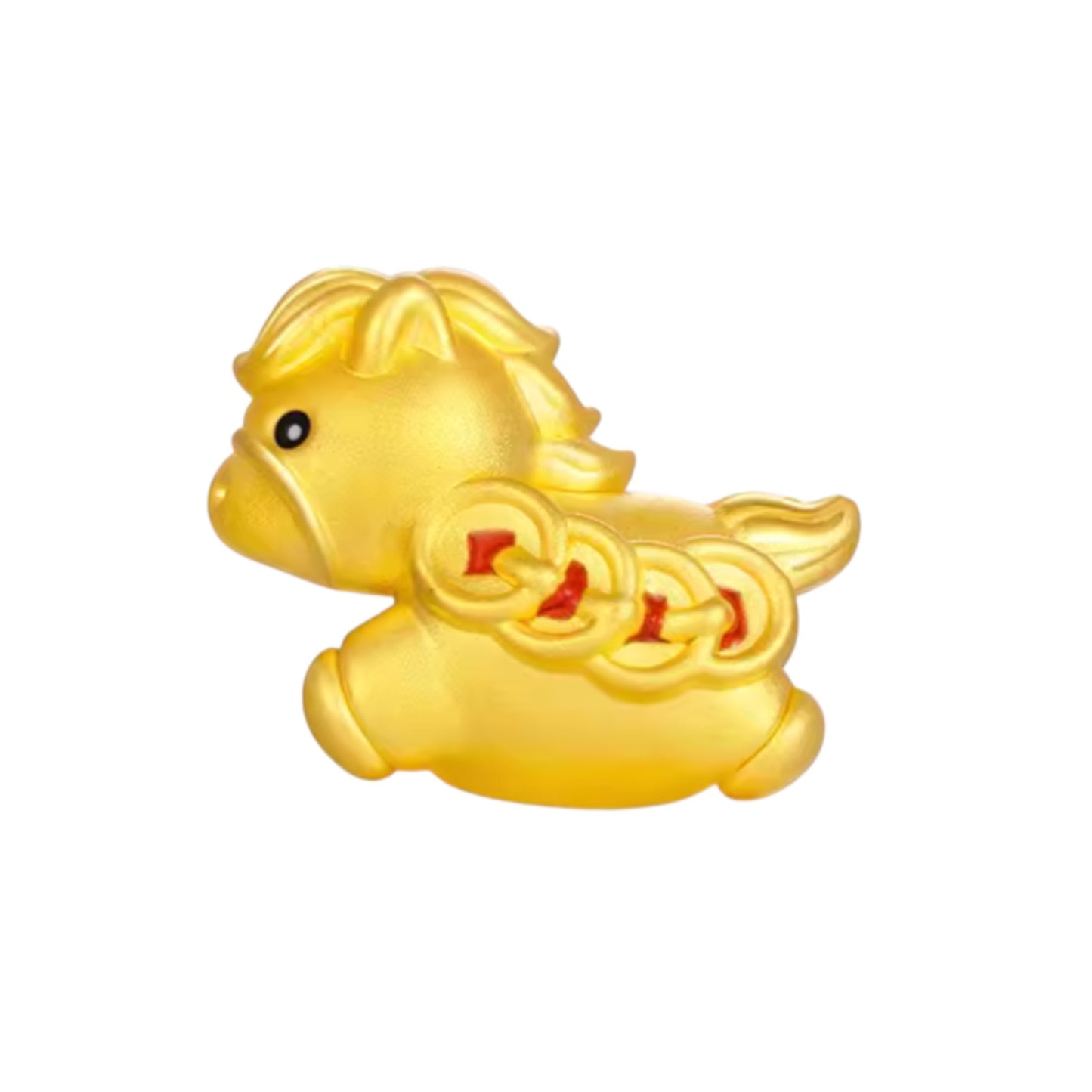 24K 999 Gold Enamel Horse Charm With Rope Braided Adjustable Bracelet
