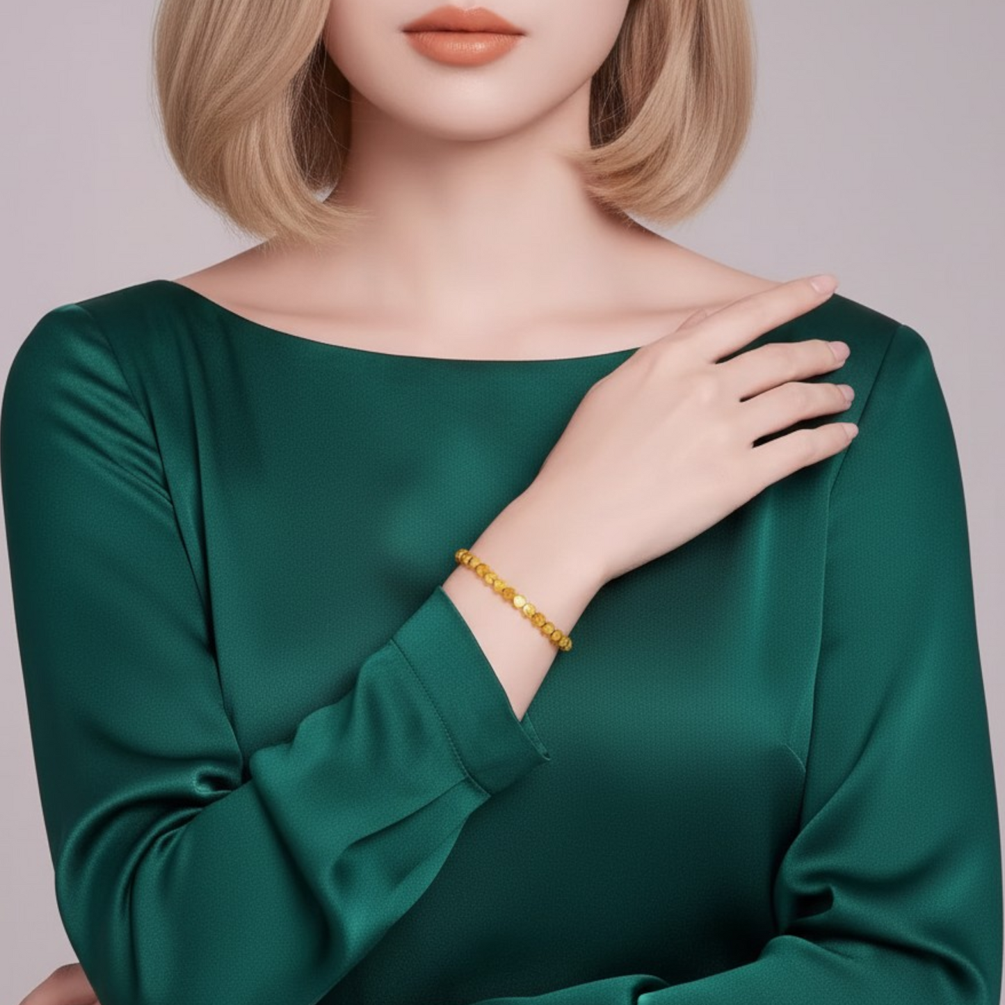 24k 999 Gold Minimal Style Beads Bracelet