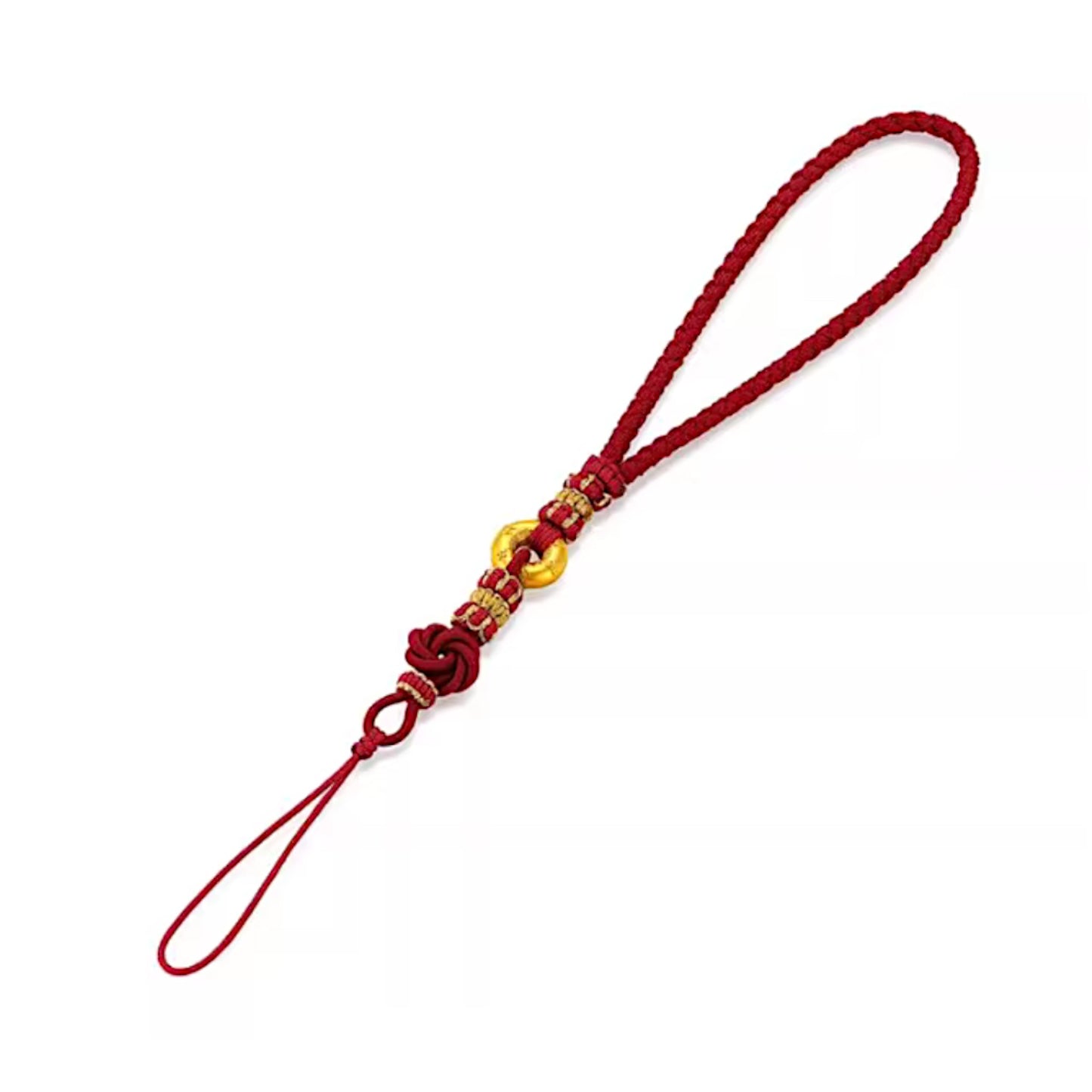 24k 999 5D Hard Gold The Six-Syllable Mantra Charm Woven Keychain Cellphone