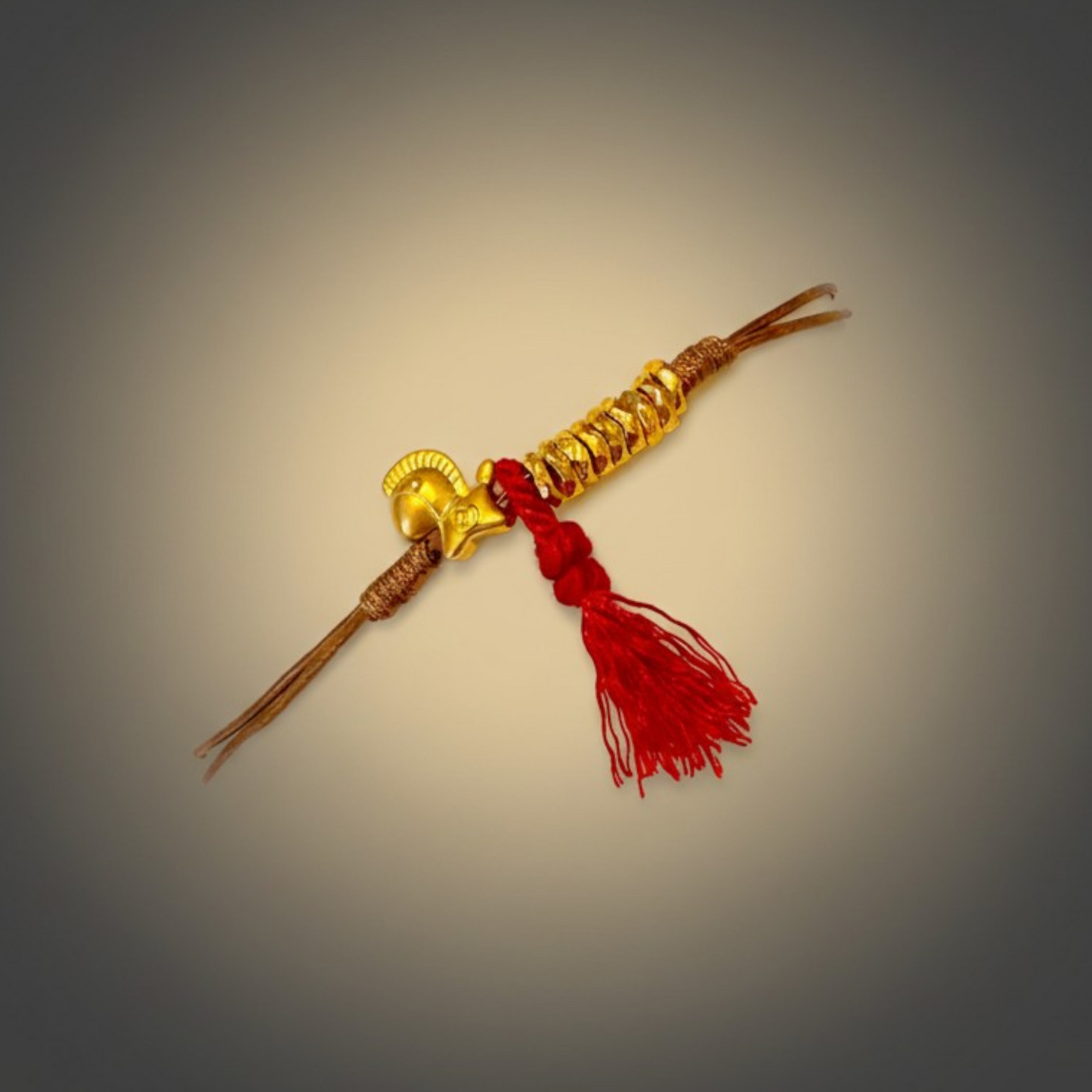 24k 999 Gold Mini Horse Beads Charm Tassel Woven Adjustable Bracelet
