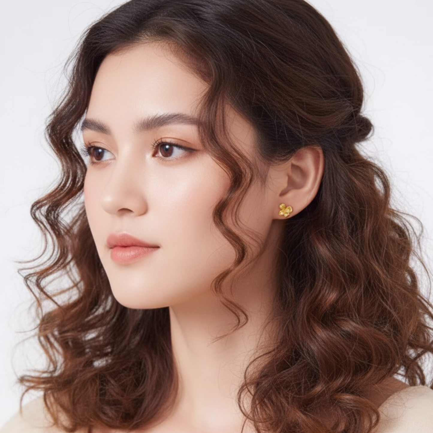 Genuine 24K Flower Stud Earrings