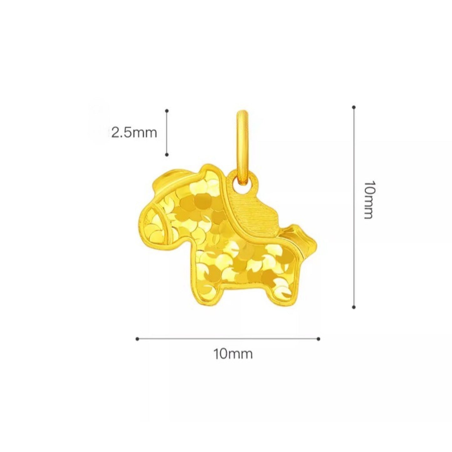 24K Pure 999 Zodiac Year of the Horse D.I.Y Charm Pendant