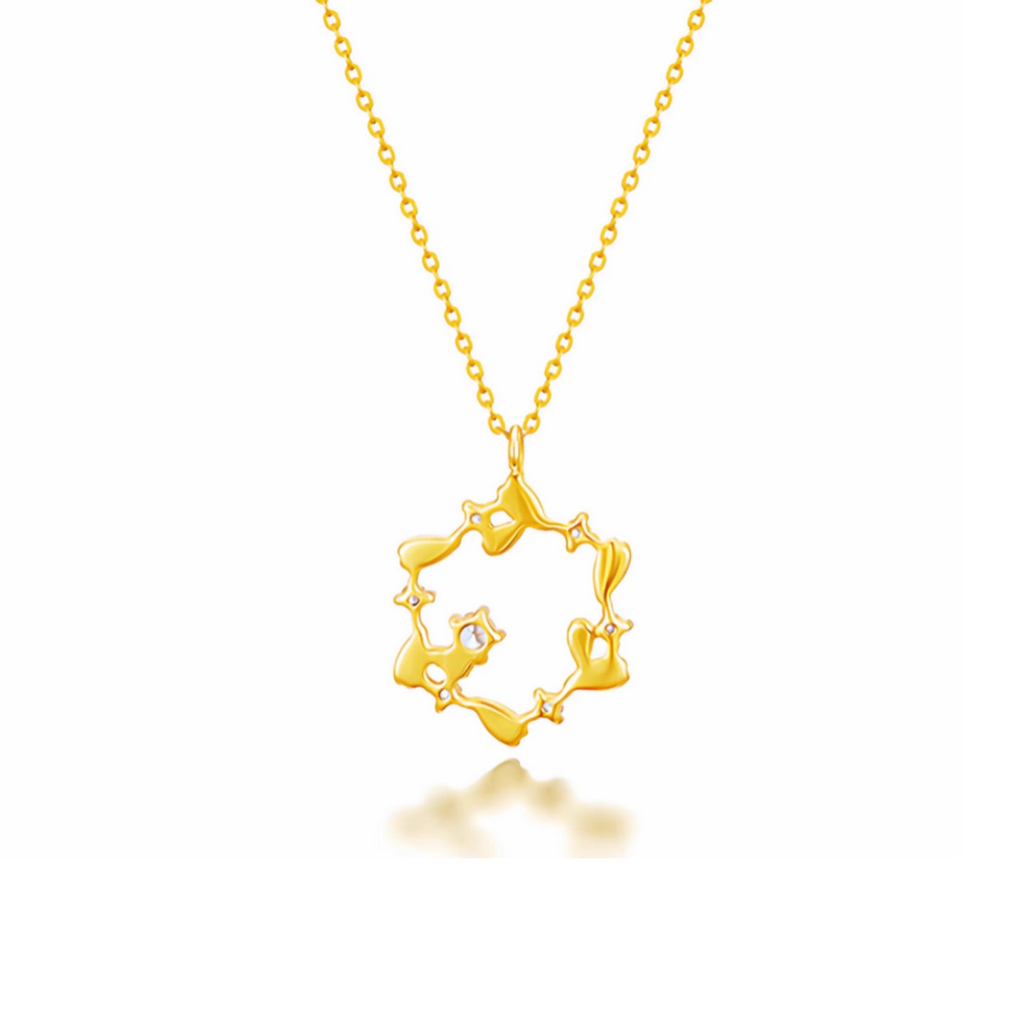 Genuine 18K Gold Diamond Star Pendant Necklace