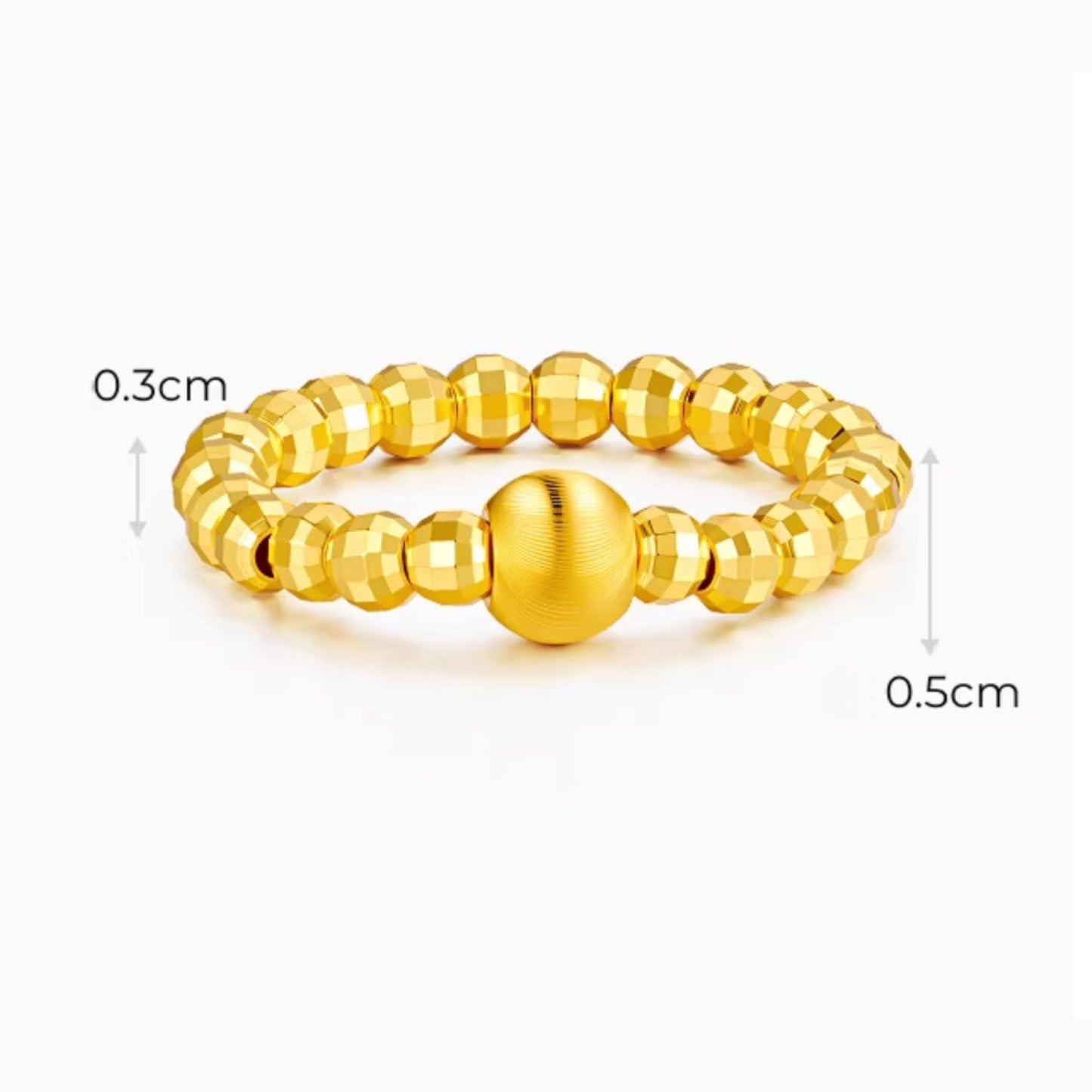 Genuine 24K Gold Disco Beads Cat Eye Ring