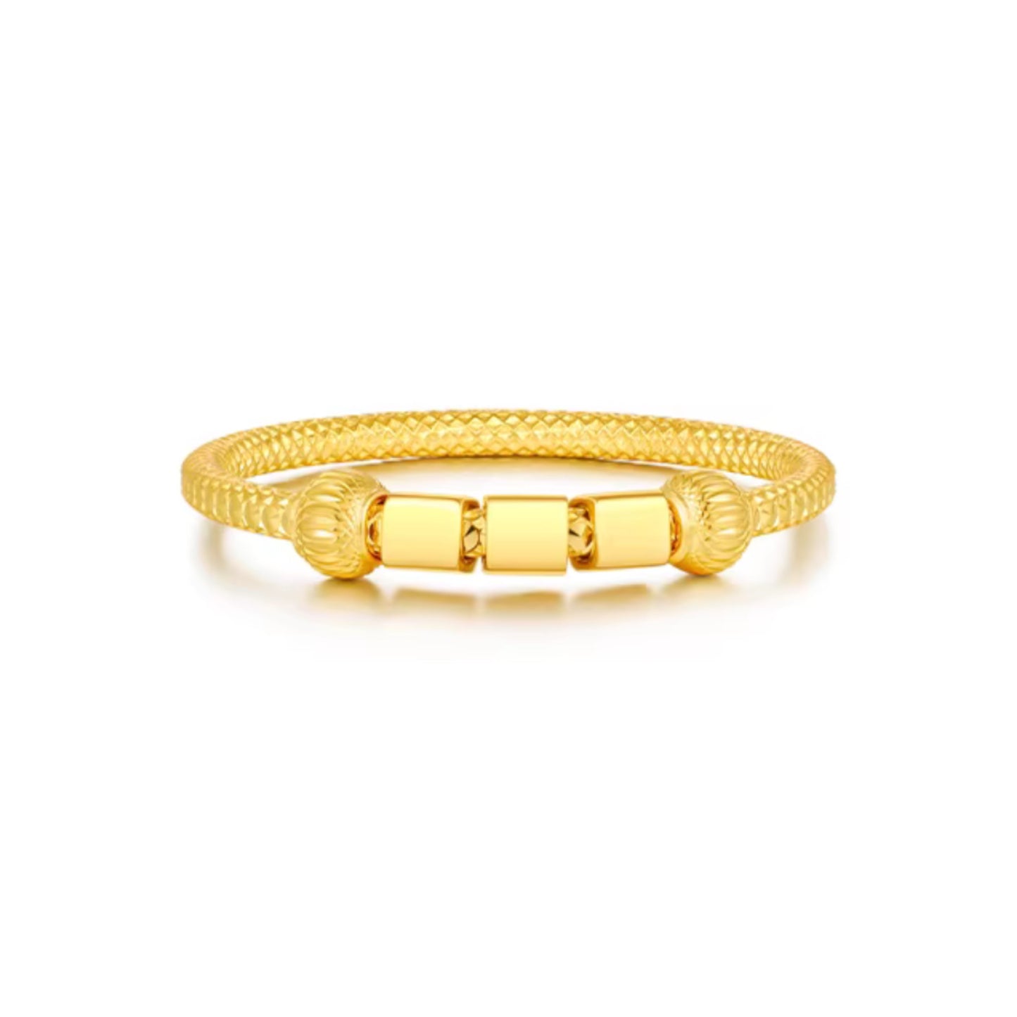 Genuine 24K Gold Cube Beads Minimal Ring