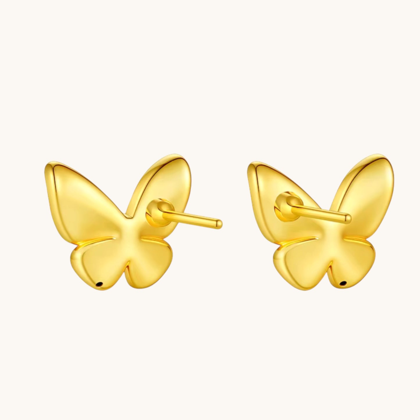 Genuine 24K 5G Gold Butterfly Stud Earrings
