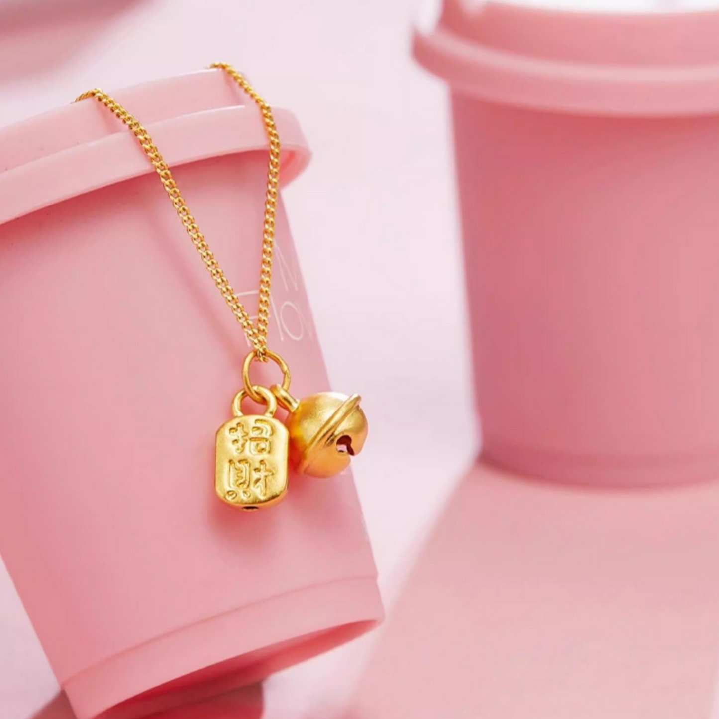24K 999 5D Hard Bell and Bring Wealth Charm Pendant