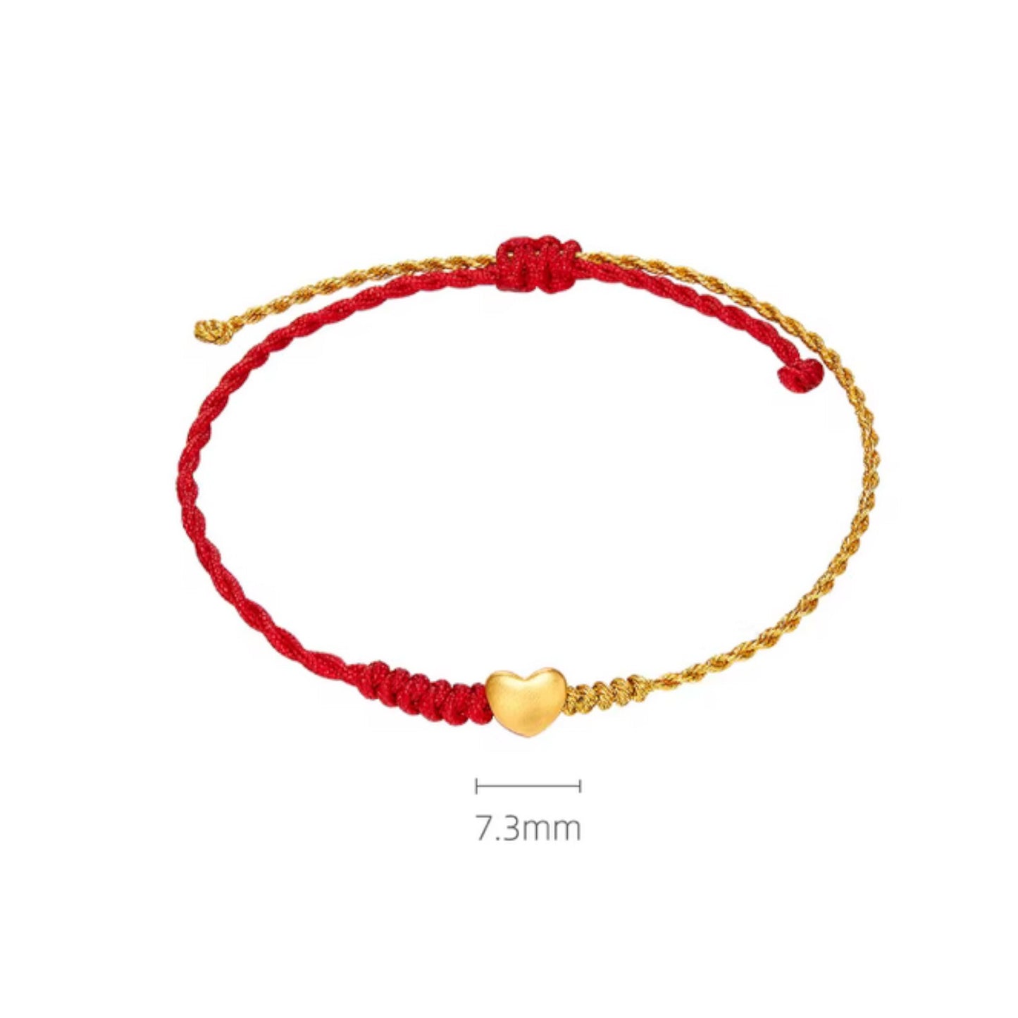 24K 999 3D Hard Gold Heart Charm Weaving Bracelet