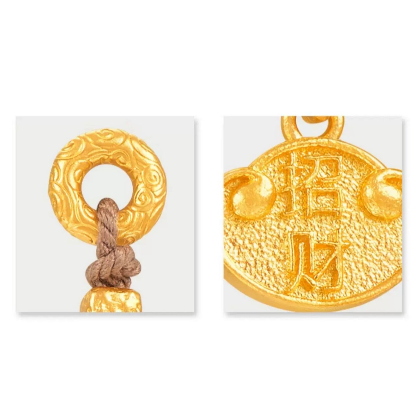 24K Gold Spacer Chinese blessing "Fu" D.I.Y Accessories Vajra Tassel Charm