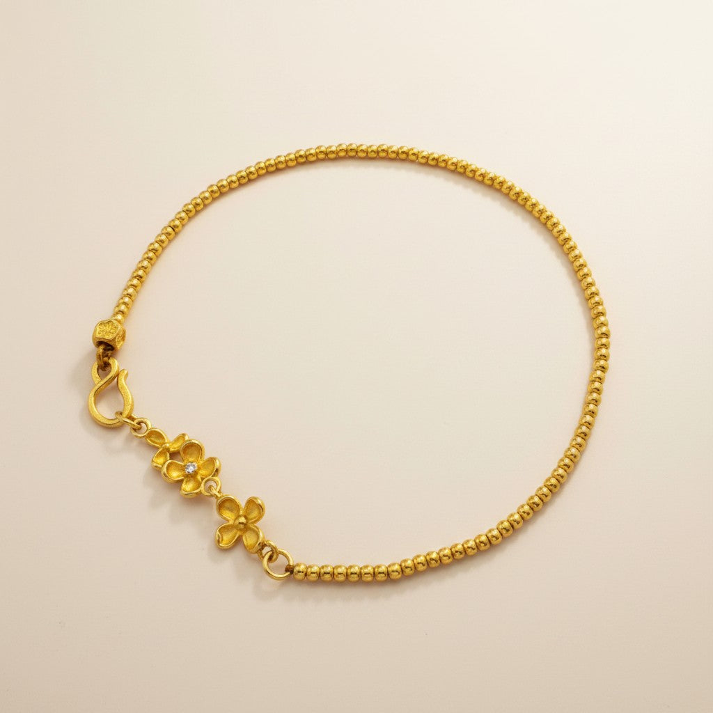 24k Pure 999 Gold D.I.Y Connector Osmanthus Flower Extension Chain and Pendant