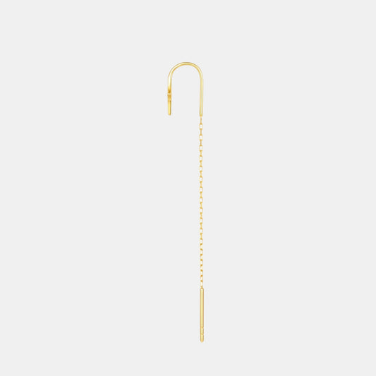 Genuine 18K Gold Star Starlight Minimal Style Threader Hoop Earrings