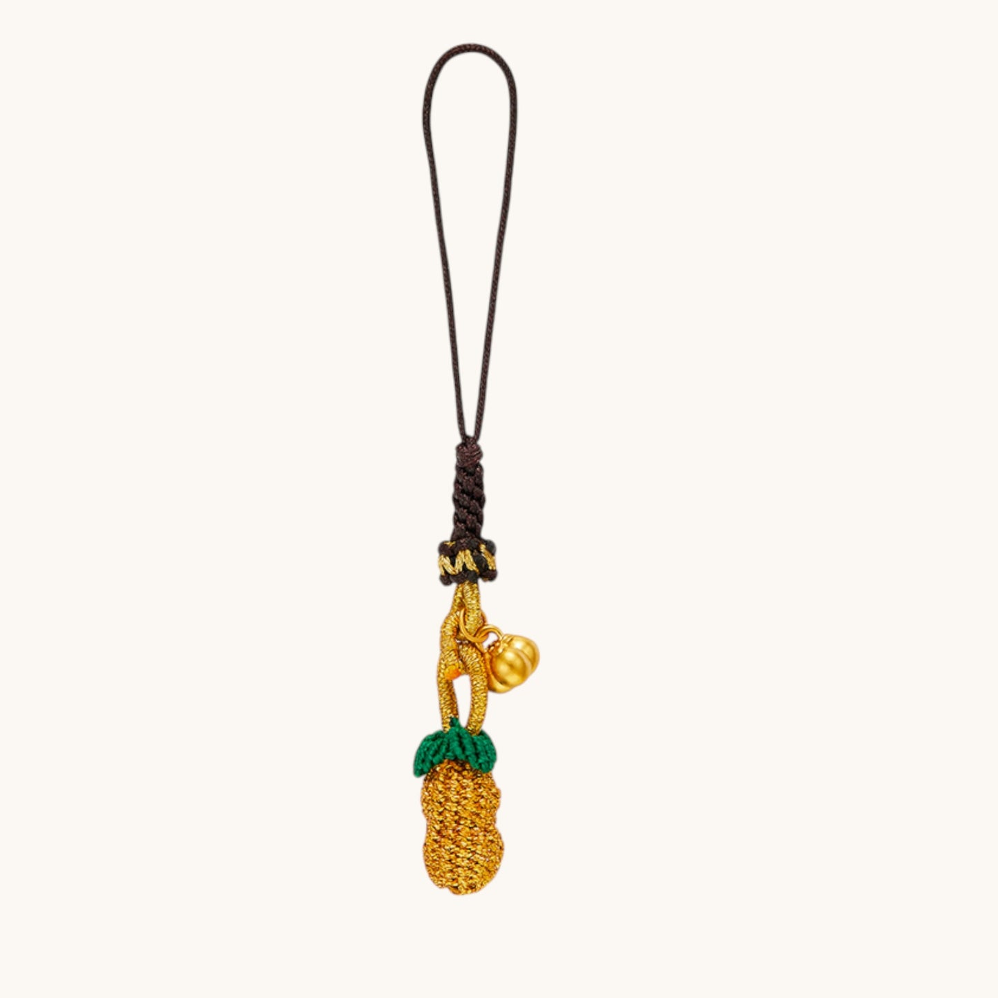 24K Gold Charm Braided Fruit Strawberry Charm Phone Strap Mobile Accessory