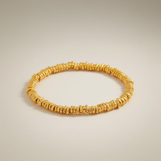 24k Fine 999 Gold Lucky Minimal Beads Elastic Cord Bracelet Gift Ideas