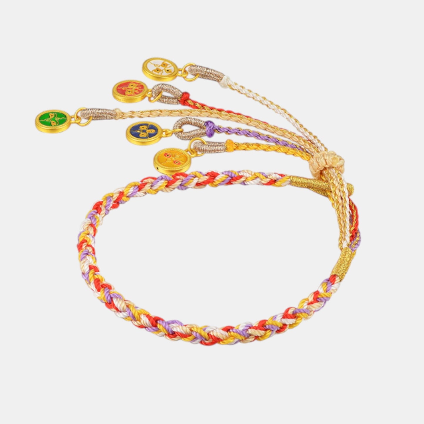 24K 999 Gold Lucky Five-Way Wealth God Cord Bracelet