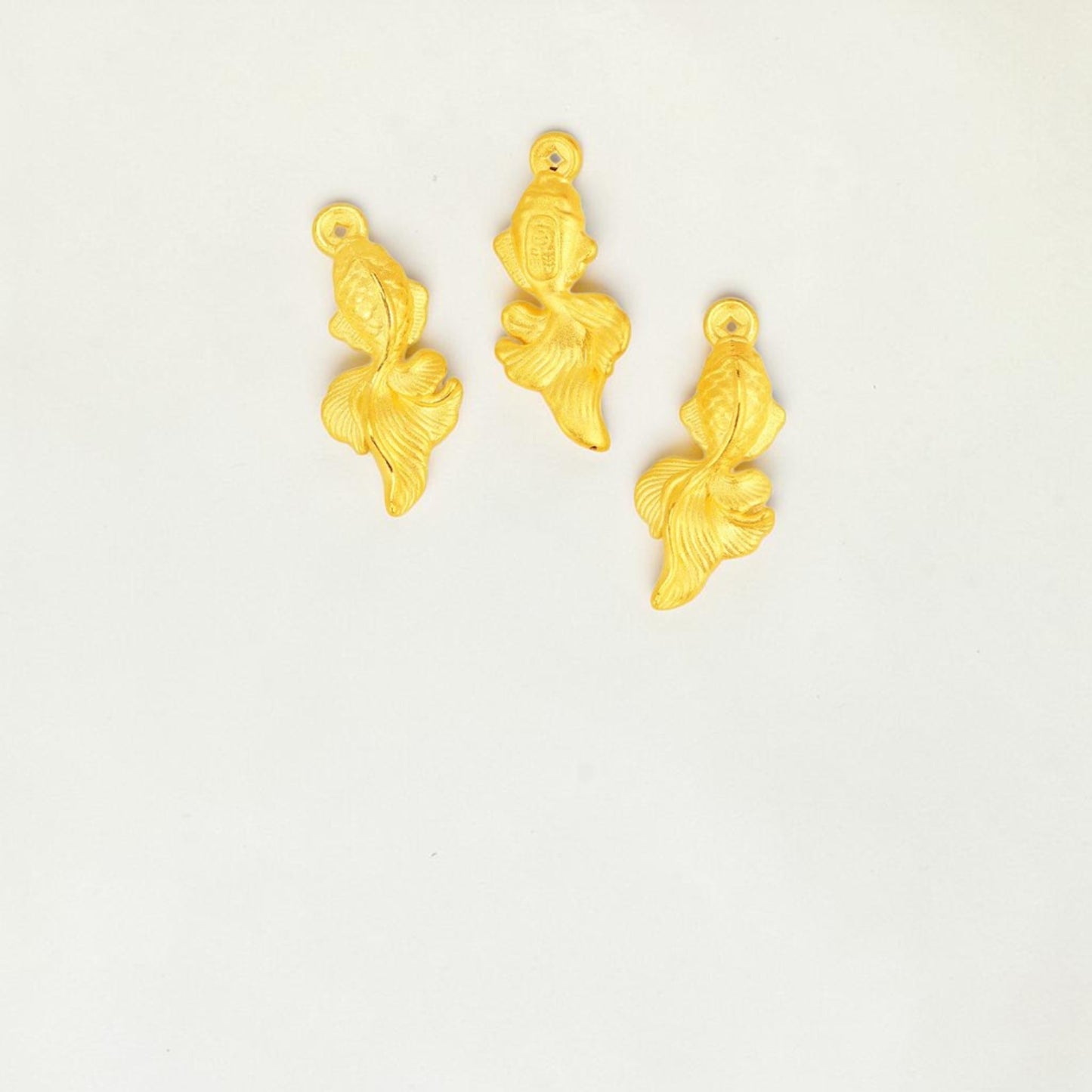 24K 999 Gold Mini Gold Fish Lucky Koi Charm D.I.Y Accessories