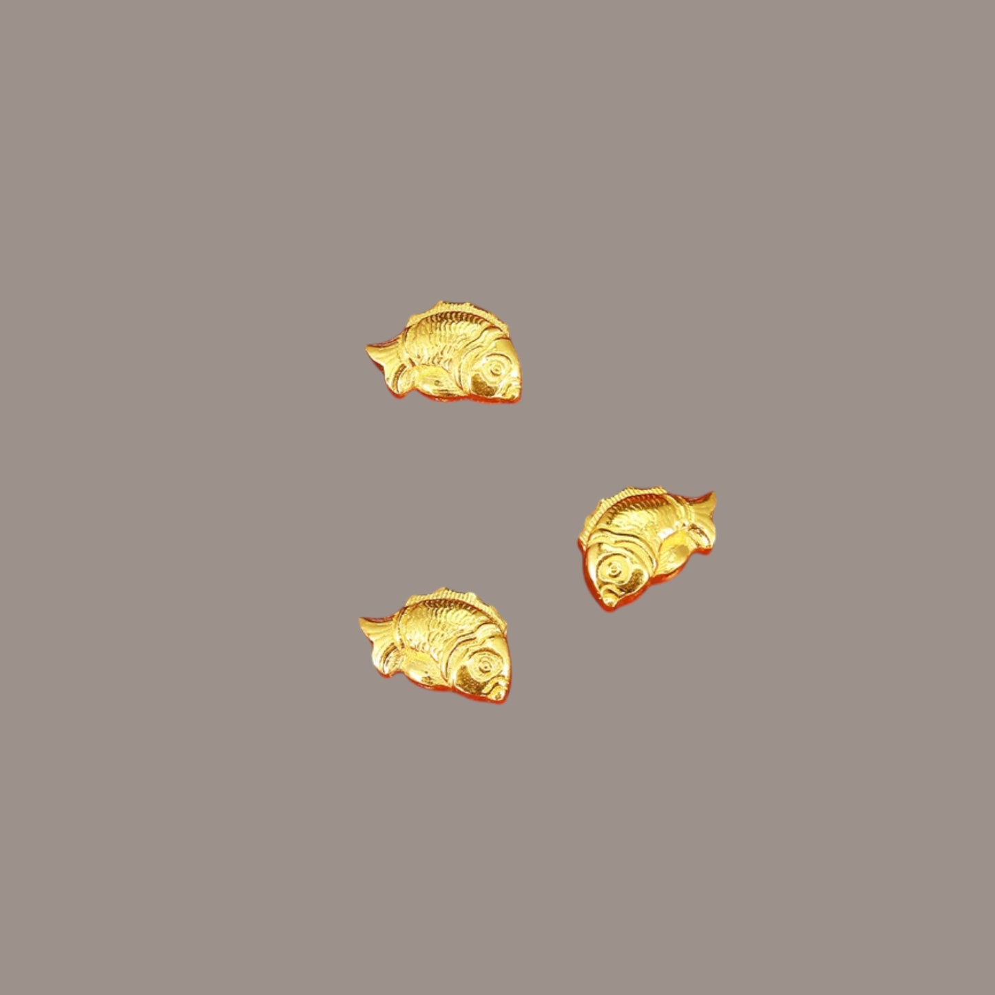 24K Solid 999 Gold Mini Engraved Fish Koi Lucky Charm D.I.Y Pendant
