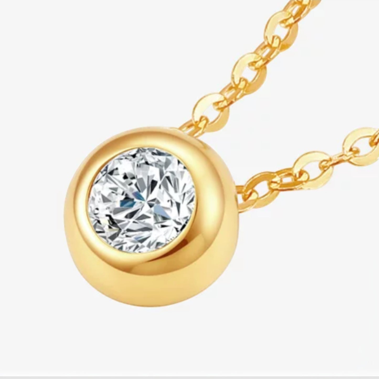 18K Gold Round Charm Minimalist Pendant Necklace