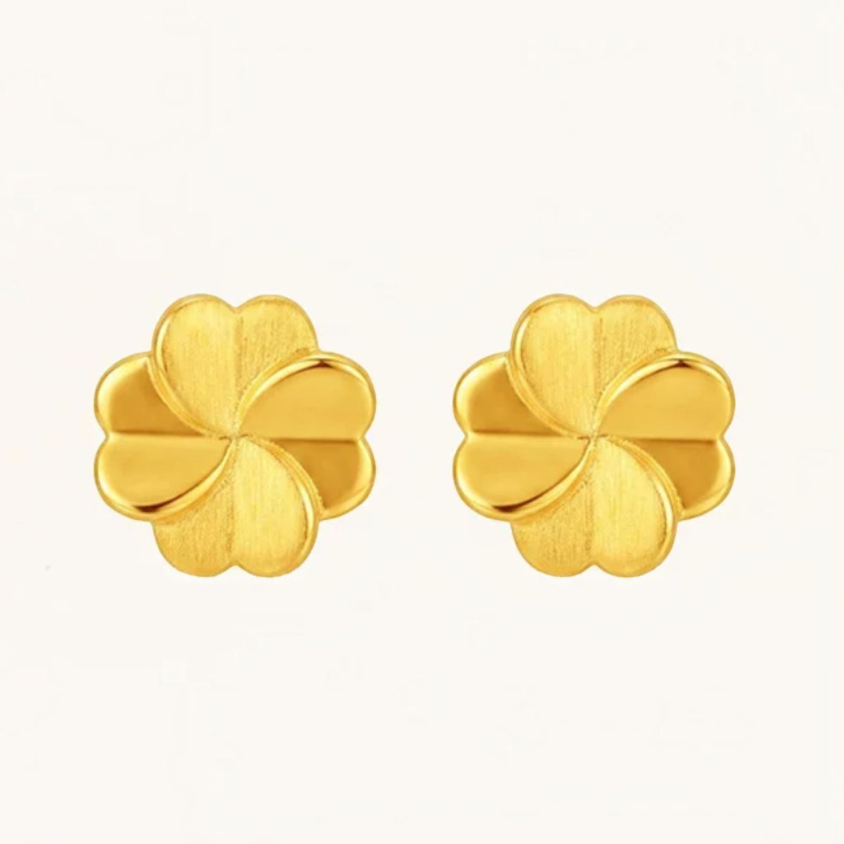 24K Gold Lucky Clover Stud Earrings