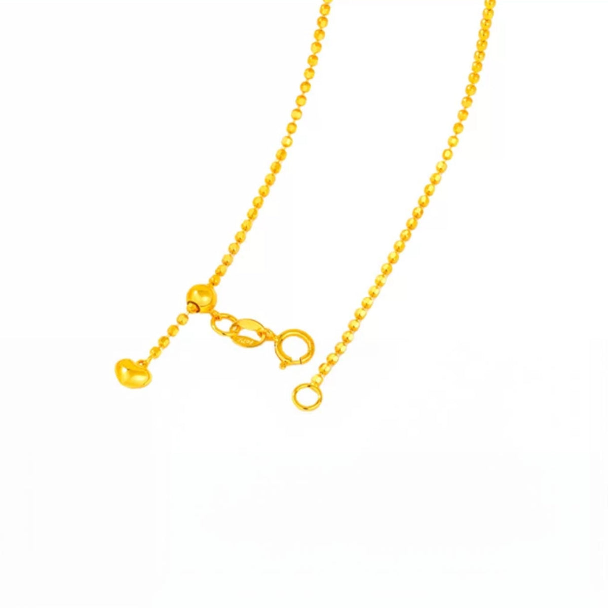 18k Gold Beads Minimal Adjustable Chain Heart Charm Necklace
