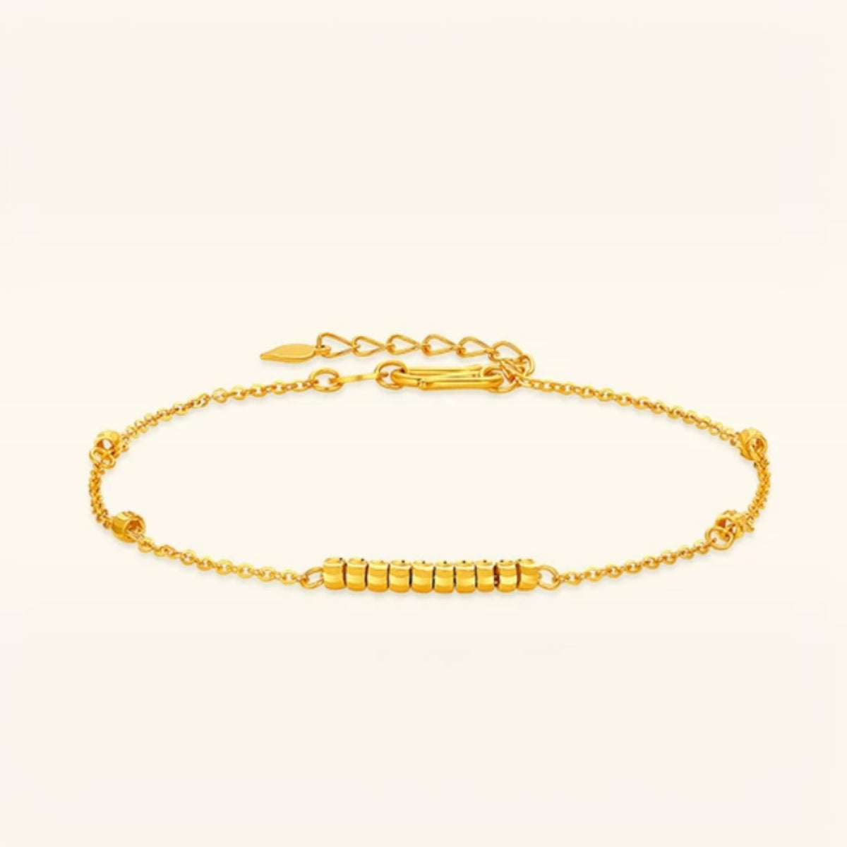 24K 999 Gold Minimalist Style Cube Beads Chain Bracelet