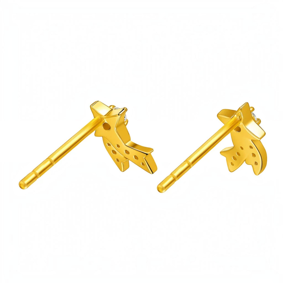 Genuine 24K Gold Shooting Star Stud Earrings