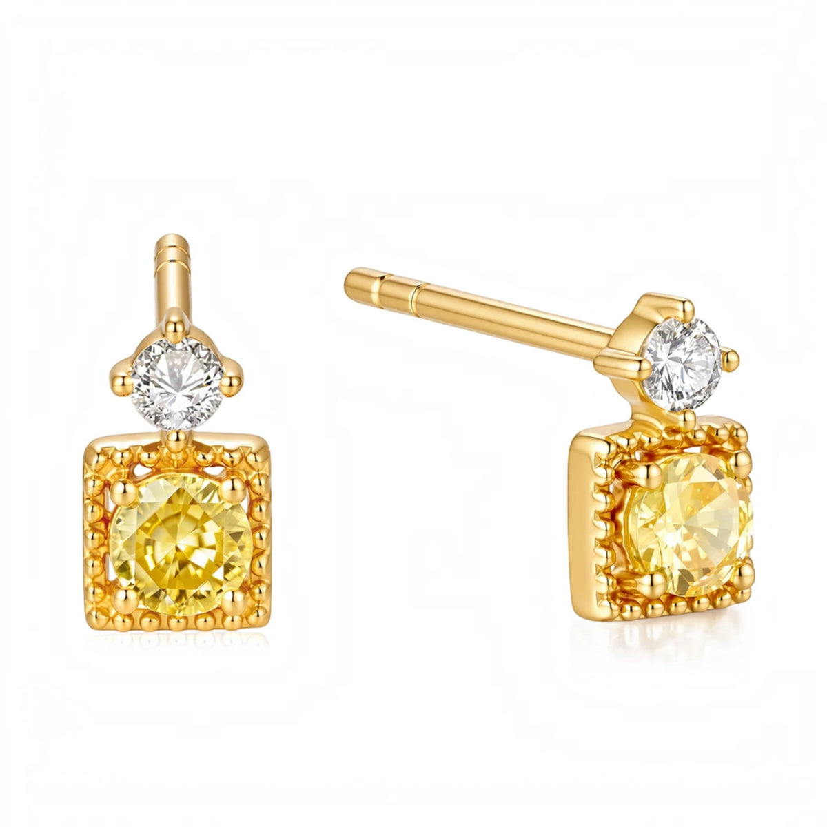 18K Gold Minimal Stud Dangle Earrings