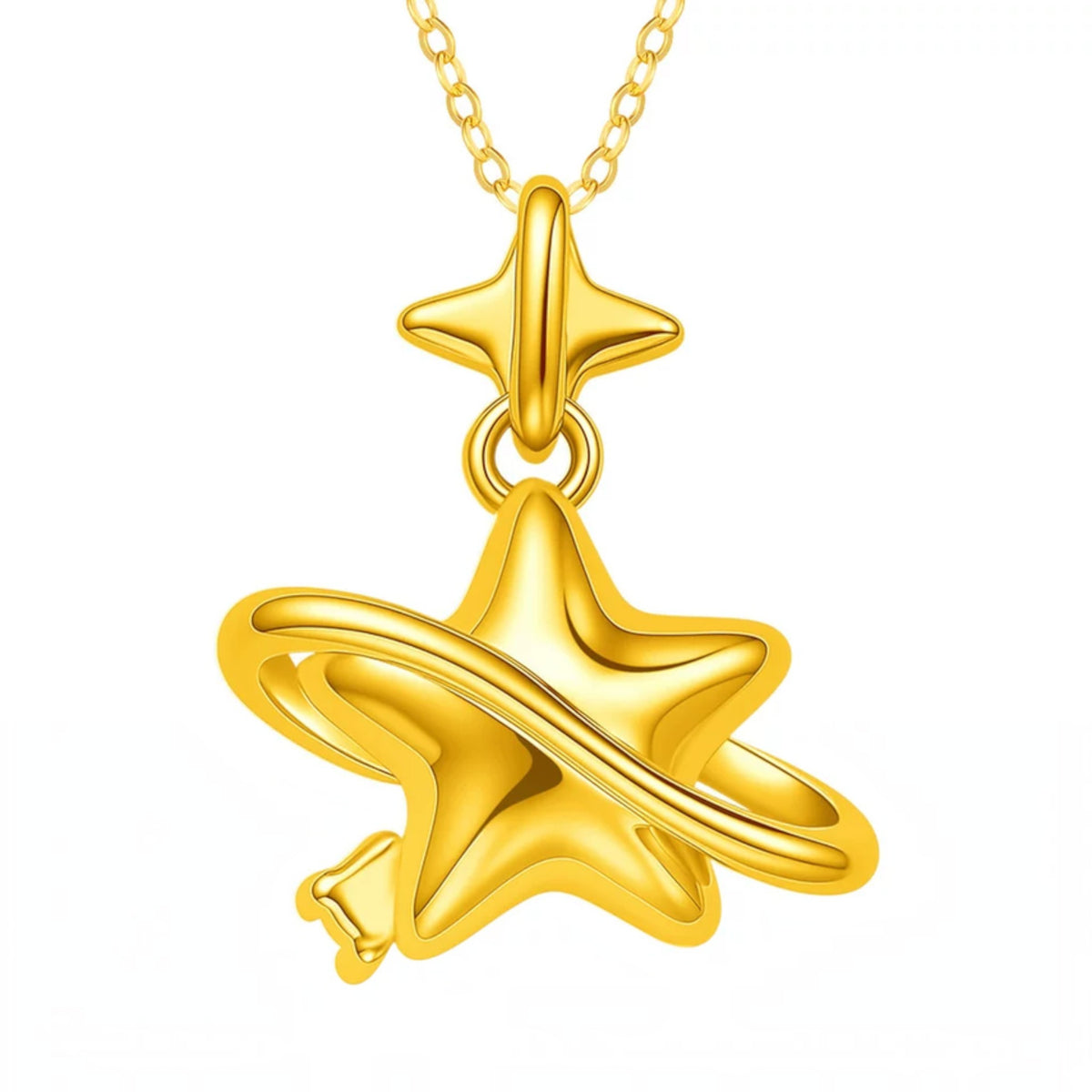 24K Gold Galaxy Star Charm Pendant