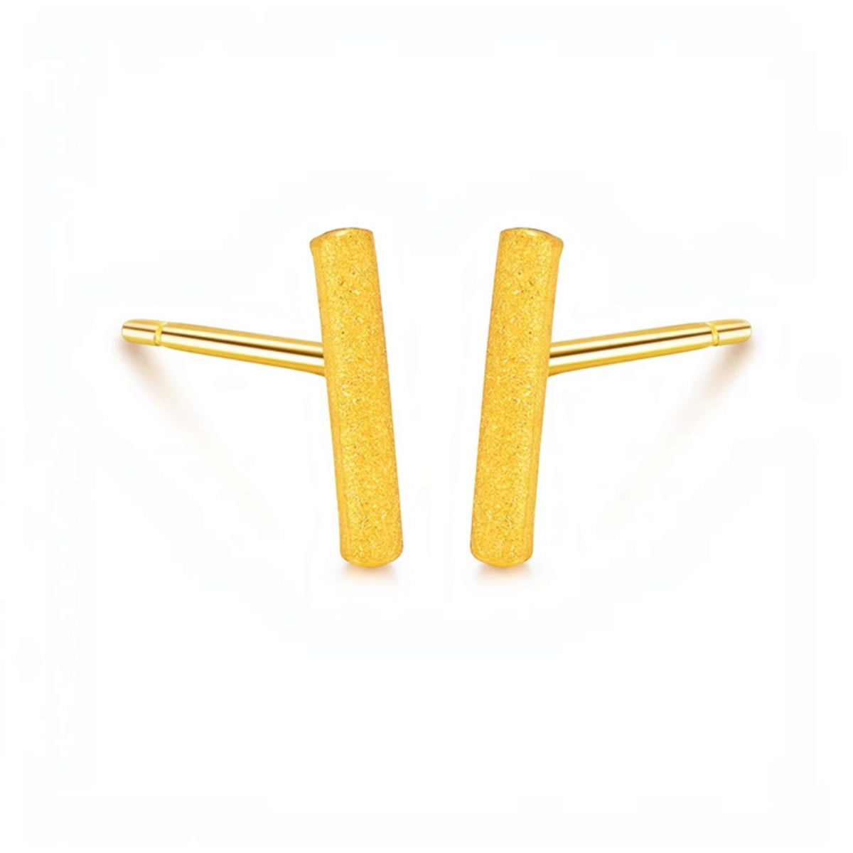 Genuine 24K Gold Minimal Style Bar Stud Earrings