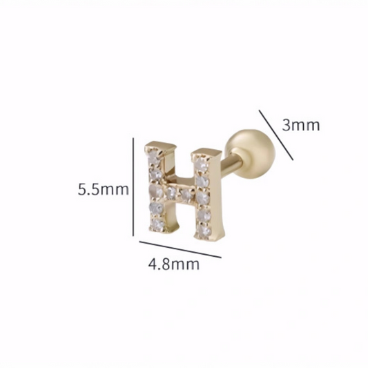 18K Gold Diamond Snowflake Lightning Casual Screw Back Earrings