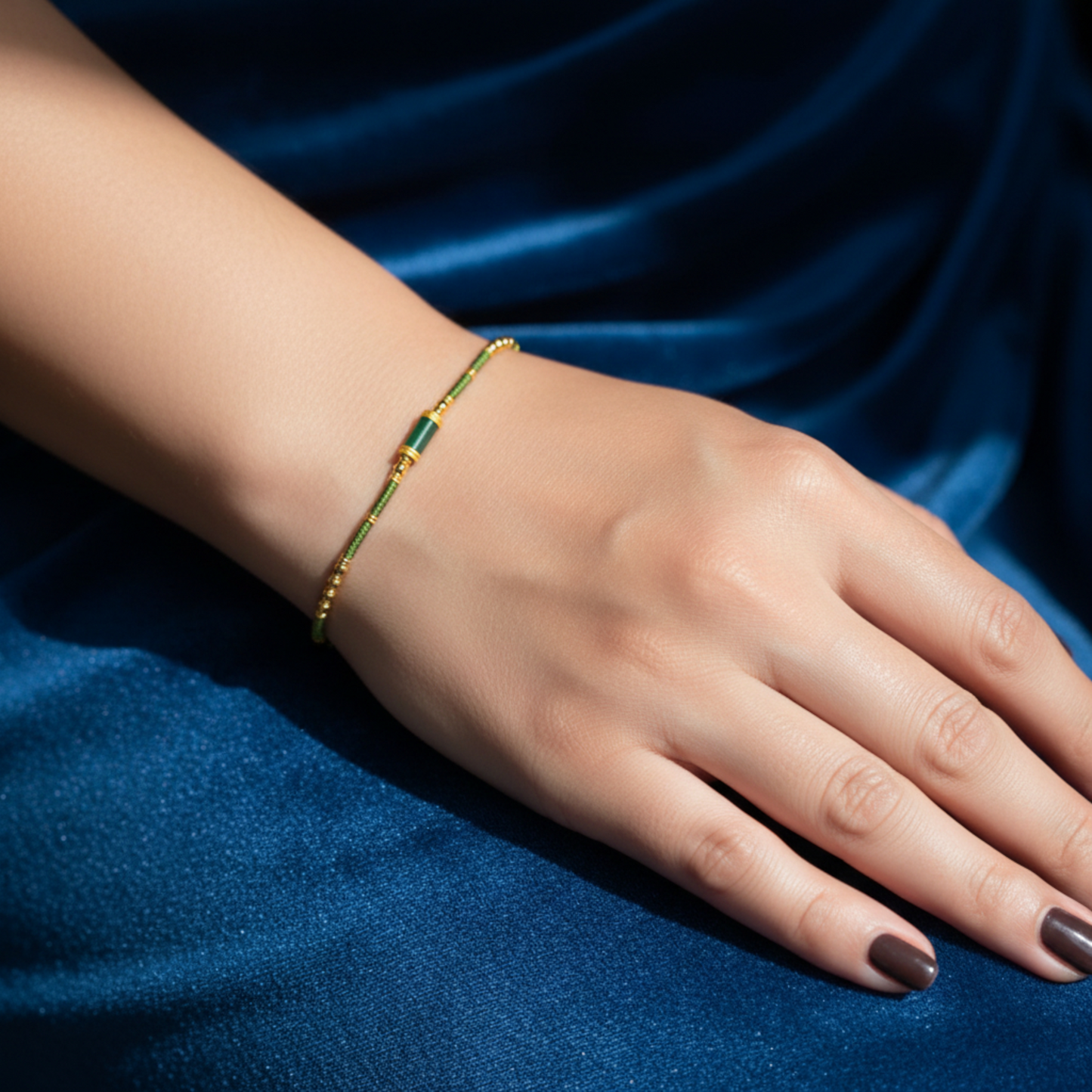 24K Pure 999 Gold Beads with Hand-Woven Rope Bracelet