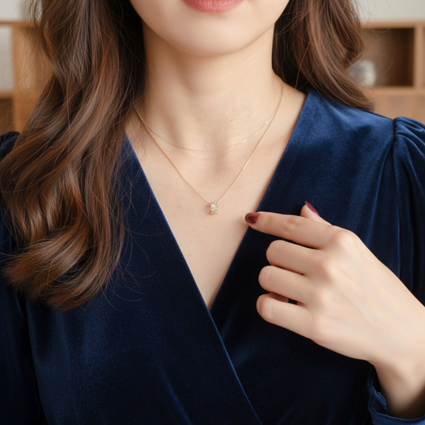 14K Real Gold Zircon Crown Pendant