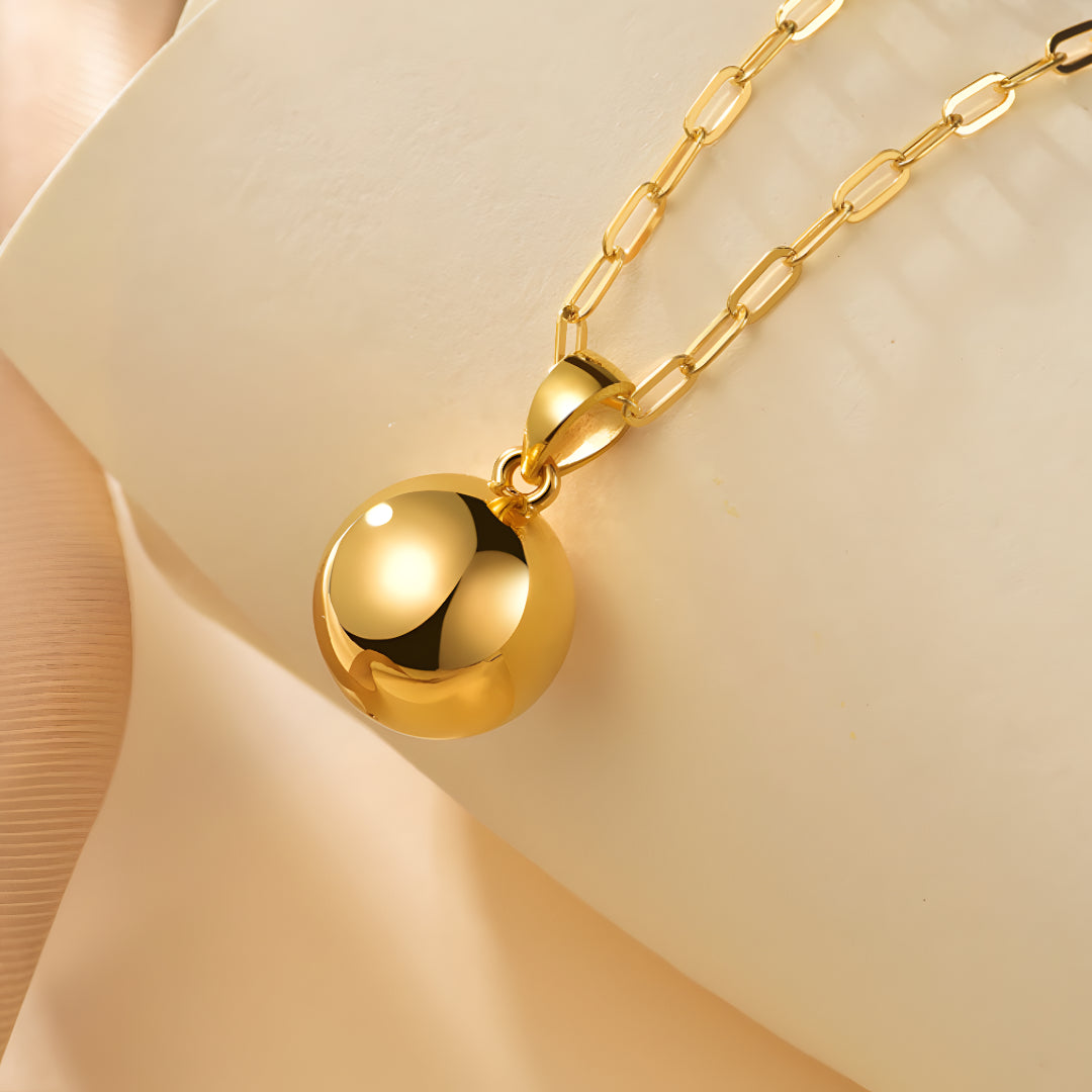 24K Real Gold 5D Hard Gold Ball Minimal Minimalist Pendant