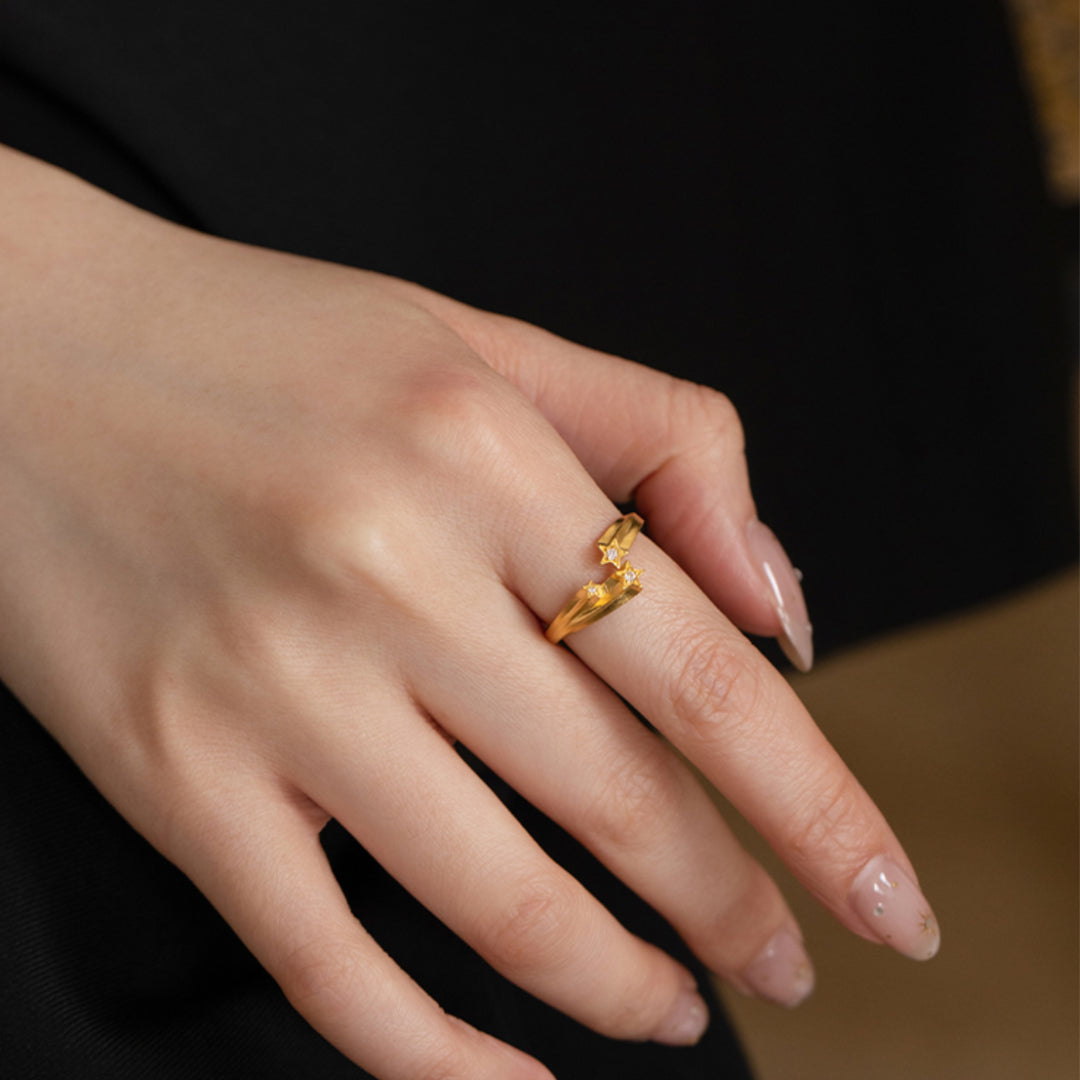 Meteor Shower Shooting Star Moissanite Inlaid Wedding Proposal Ring