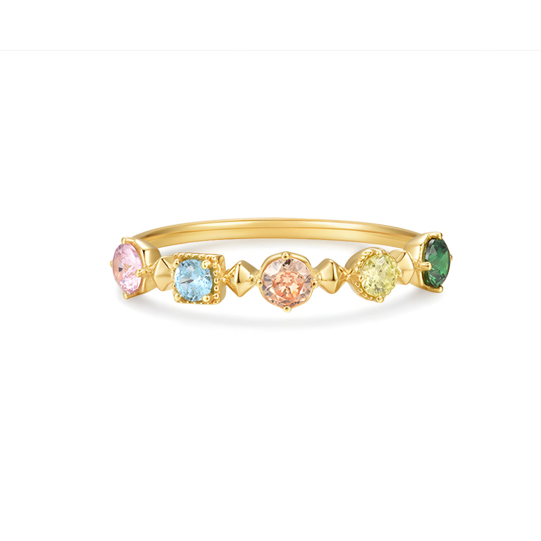 18K Gold Rainbow Summer Light Luxury Stacking Ring - Gypsophila Co.