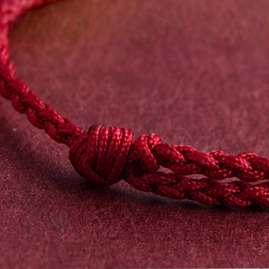 24k Pure Gold 999 Gold Beads Red Rope Braided Bracelet Men and Women Couple Good Luck Bracelet