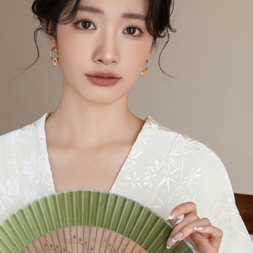 18k Pure Gold Flower Removable Charm Hoop Earrings