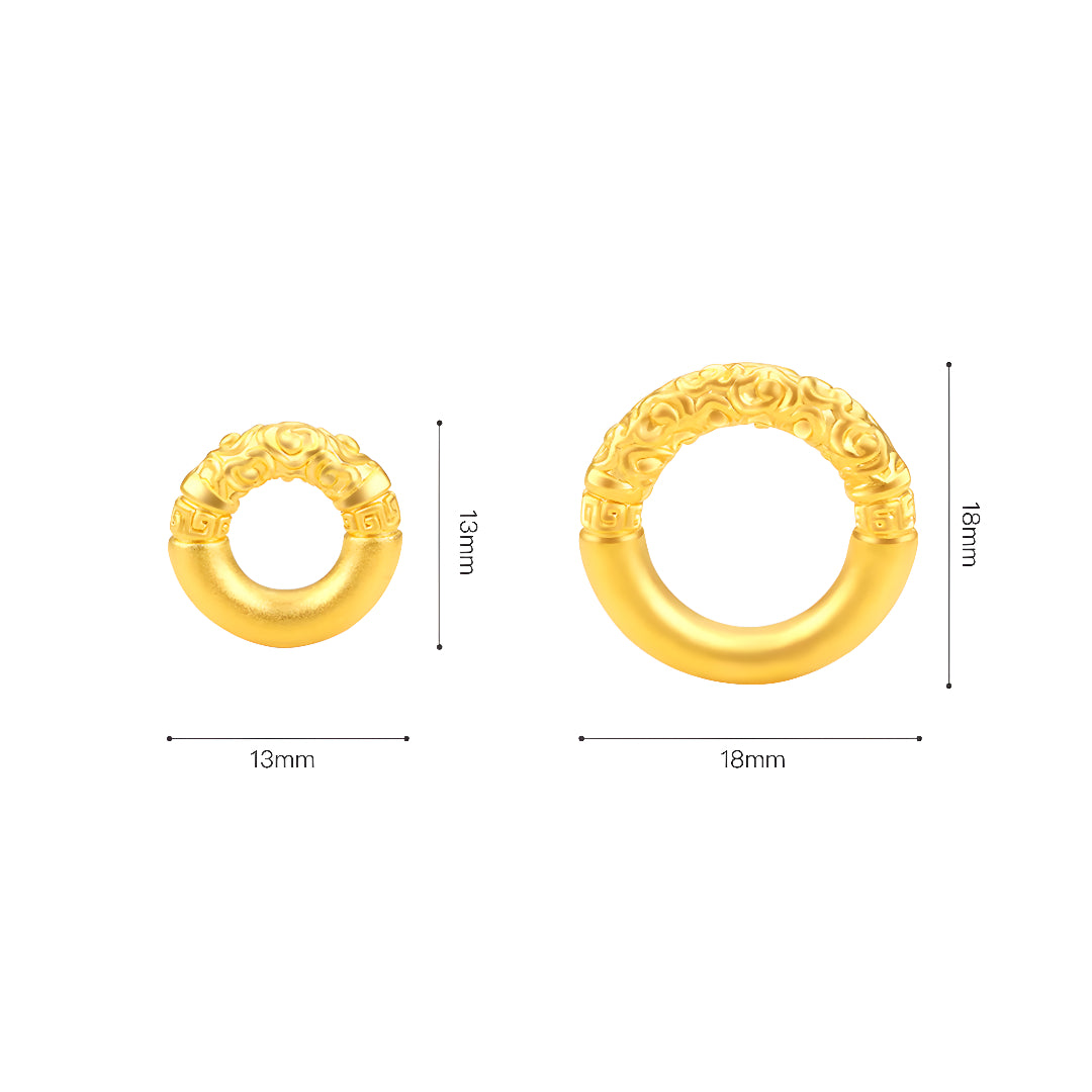 24k Real Gold 999 3D Hard Gold Cloud Ruyi Peace Buckle D.I.Y Charm Pendant