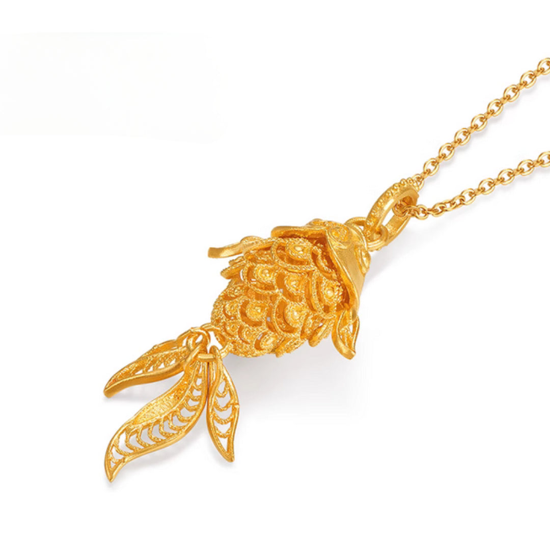 24k Real Gold Ruyi Koi Fish Pendant